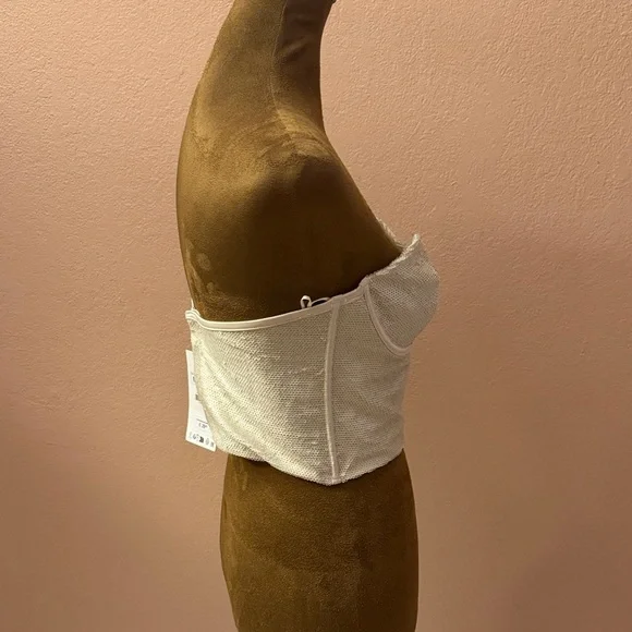 Zara Cream Strapless Crop Top - Picture 2 of 9